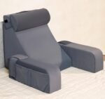 FOVERA Reading Pillow with Arm Support & Headrest | Backrest Pillow for Bed | High-Resilience Foam Bed Back Support Pillow for Reading, Working & Relaxing | Removable Velvet Cover (Grey)