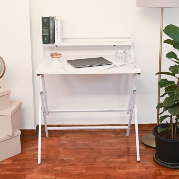 Faburaa Venus Office Table For Home, Foldable Table For Writing Desk, Laminated Study Desk 30X21 Inch (Color- Satvariyo White)