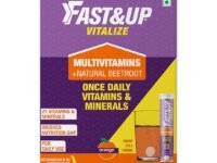 Fast&Up Vitalize - Immunity Essential Multivitamin For Men & Women (60 Effervescent Tablets, Orange Flavor) - 21 Vital Vitamins & Minerals with Vitamin C, D & Zinc For Daily Health & Immunity