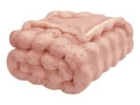 Faux Throw Blanket for Summer, Extra Soft Reversible AC Blanket for Air-Conditioned Room, Summer Blankets Lightweight for Sofa/Car/Bedroom/Office/Travel/Kids/Adults/Pets (Pink, 1.0 * 1.6m)