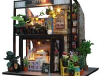 Flever Dollhouse Miniature DIY House Kit Creative Room with Furniture for Romantic Valentine's Gift(Time of Coffee)