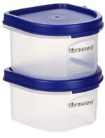 Floraware Modular Plastic Storage Containers | Airtight Jars with Lids | Stackable Design for Grains, Spices, Snacks & More | Transparent & Space-Saving (Blue, Small)