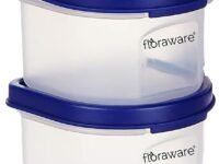 Floraware Modular Plastic Storage Containers | Airtight Jars with Lids | Stackable Design for Grains, Spices, Snacks & More | Transparent & Space-Saving (Blue, Small)