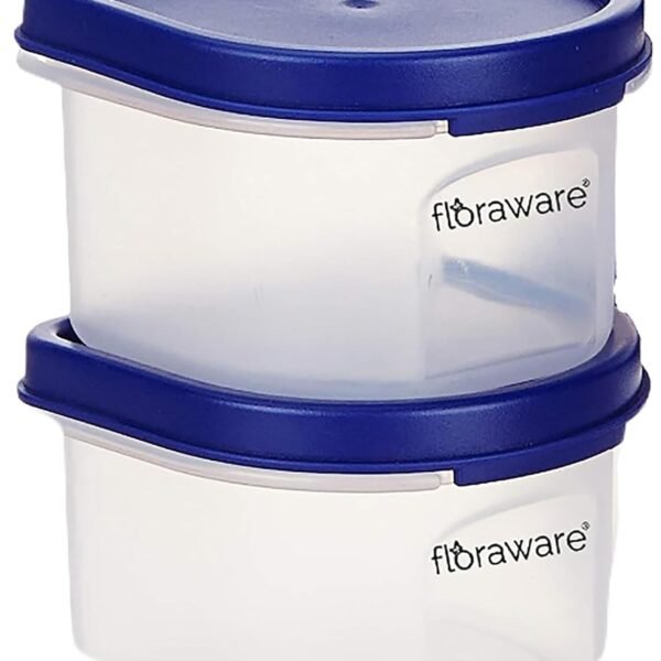 Floraware Modular Plastic Storage Containers | Airtight Jars with Lids | Stackable Design for Grains, Spices, Snacks & More | Transparent & Space-Saving (Blue, Small)