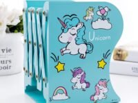 Foldable Unicorn Expandable Metal Book Shelf Storage Organizer Rack for Kids,Book Shelves for Living Room Study Room,Desktop Bookcases and Shelves(Random Colour) (Blue)