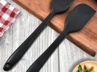 Frenchware (Set of 2, Black) Oil Brush for Cooking & Non-Stick Silicone Spatula Baking & Mixing - Seamless Design, Heat-Resistant -40°C to 230°C, Food-Grade & BPA-Free, Dishwasher Safe