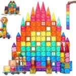 GELTILES Kid Premium 150 PCS (Riveted) Building Blocks Toy Colorful Magnetic Tiles Constructing And Creative Learning Open-Ended Educational Toys With Storage Box (150 PCS Premium)