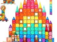 GELTILES Kid Premium 150 PCS (Riveted) Building Blocks Toy Colorful Magnetic Tiles Constructing And Creative Learning Open-Ended Educational Toys With Storage Box (150 PCS Premium)