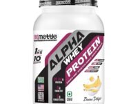 Getmymettle Alpha Whey Protein Powder, Banana Delight (1kg / 2.2lbs) | 35.06g Protein Per Serving | High Protein for Muscle Growth & Recovery | Fast Absorption | Gym Nutrition