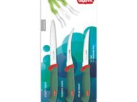 Glare Kitchen Floret (Exclusive 3 Pcs. Knife Set) - Stainless Steel, Red & Green