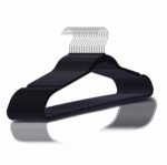 Golden bird 10 Pcs Plastic Hangers Heavy Duty Dry Wet Clothes Hangers with Non-Slip Pads Space Saving Hanger Super Lightweight Organizer (BLACK)