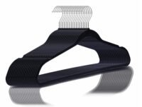 Golden bird 10 Pcs Plastic Hangers Heavy Duty Dry Wet Clothes Hangers with Non-Slip Pads Space Saving Hanger Super Lightweight Organizer (BLACK)