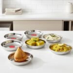 HAZEL Multipurpose Stainless Steel Plates Set for Kitchen | Serving Plate for Snacks, 200 ML, Set of 6