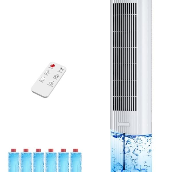 HIFRESH 107CM Tower Fan for Room w/Cooling, Memory & Aroma Function, Remote & Touch, 4 Modes & 3 Speed,15H Timer, 4.2L Dual Tanks, 6 Ice Pack, 20Ft Air Throw, Low Power Consumption Tower Fans for Home