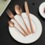 HOKIPO Rose Gold 24 PCS Cutlery Set Stainless Steel Flatware Set, Mirror Finish with Gift Box(AR4570)