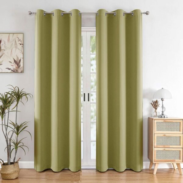 HOMEMONDE Blackout Curtains 6 Feet Set of 2 - Thermal Insulated, Noise Reduced Door Curtain, 71% Room Darkening - Avacado Green (72 Inches, 182.88L x 118W CM)