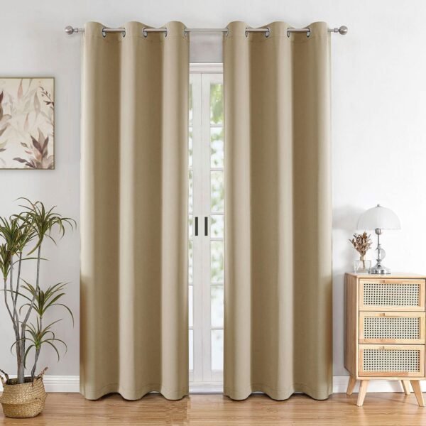 HOMEMONDE Solid Blackout Curtains 10 Feet Long - Thermal Insulated Curtains for Long Door, 70% Room Darkening Drapes for Living Room, Bedroom, 120 Inch 1 Piece, (Beige, 304.8 x 118 CM)