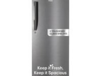 Haier 190L 5 Star Direct Cool Single Door Refrigerator | 3 Toughened Glass Shelves | Fast Ice Making in Just 60 minutes | Large Veg Box| Easy Clean Back (HED-205DS-P, Dazzle Steel)