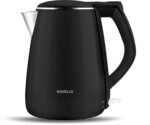 Havells Aqua Plus Electric Kettle 1.2 Litre, 1250 Watt | 304 Stainless Steel Inner Body | Cool Touch Body | Auto Shut-Off |Wider Mouth|2 Years Door Step Warranty by Havells (Black)