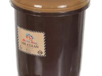 Heart Home Plastic 2.5 L Mini Desktop Trash Bin with Lid Tiny Garbage Trash Bin (Brown)