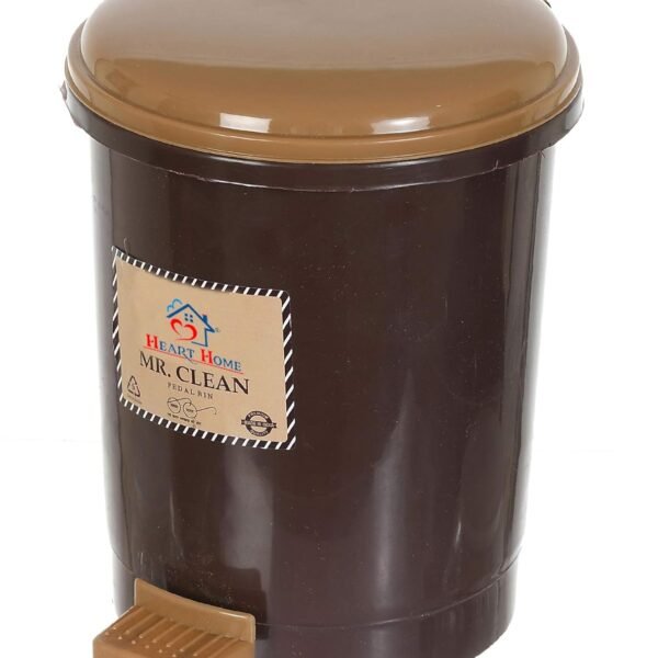 Heart Home Plastic 2.5 L Mini Desktop Trash Bin with Lid Tiny Garbage Trash Bin (Brown)