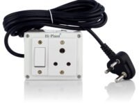 Hi-Plasst 1+1 Pin Extension Board with 1 Switch & 1 Socket, 6A, 4-Yard Long Cord - Wall-Mountable Power Hub for Home, Office, Diwali Lights, Christmas Decor & Kitchen Appliances