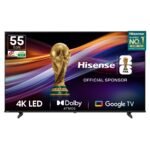 Hisense 139 cm (55 inches) E6N Series 4K Ultra HD Smart LED Google TV 55E6N (Black)