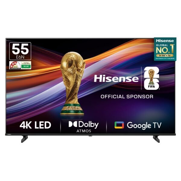 Hisense 139 cm (55 inches) E6N Series 4K Ultra HD Smart LED Google TV 55E6N (Black)