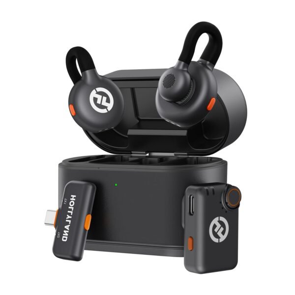 Hollyland Lark M2S Mini Combo Wireless Lavalier Microphone for Camera/iPhone/Android/PC, 7g Titanium Clip Log Hidden Mic with 30H Use, 3-Lv Noise Cancel for Interview Streaming (Camera RX+USB-C RX)