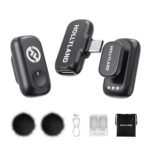 Hollyland Wireless Magnetic Mini Microphone: Lark A1 Mini Duo Wireless Mic for iPhone15/16/iPad/Android Smartphone with 3-Lv Noise Cancel, 200m Transmission for YouTube Podcast Vlog Content Creation