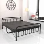 Honey Touch Nova Folding King Size Bed with Mattress | No Assembly Required | Foldable Bed for Sleeping/Guests/Rented Apartments/Bedroom(6x6.25ft, Black)