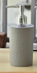 INDIGINOUS Unbreakable Soap Dispenser Bottle Set with Pump for handwash in Bathroom, Kitchen Sink, Multicolor Plastic Body and Chrome Finish on Top (Grey, 1)