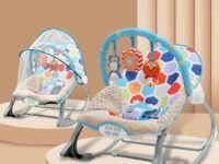 INFANTSO Baby Rocker & Bouncer for 0 to 2 Years (Multi), Portable Rocker for Newborn with Mosquito Net, Calming Vibrations, Soft Music & 3 Hanging Toys, 5-Point Safety Harness