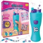 Imagimake Spin n Pop DIY Bracelet Making Kit| Patented Electric Bracelet Maker for Kids 8-12| Create 10 Unique Bracelets with Shiny Foil Beads, Alphabet Beads & Clasps|for Girls & Teens, Blue & Green
