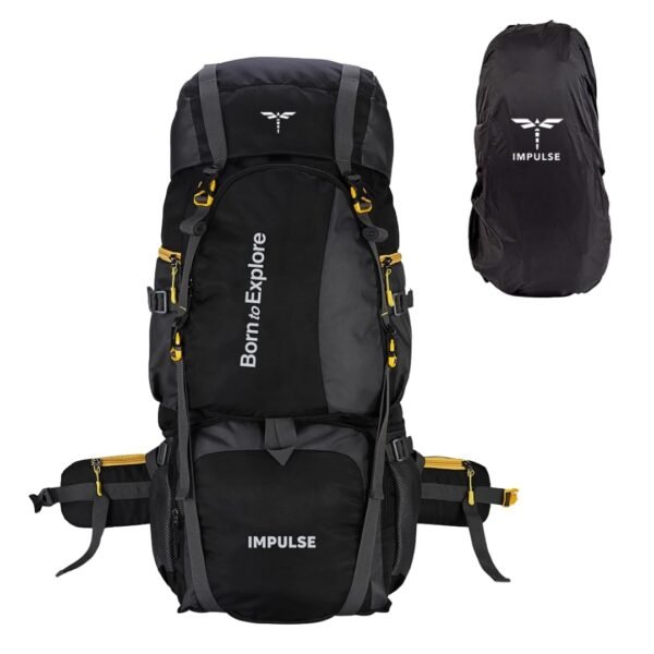 Impulse Rucksack bags 80 litres travel bag for men tourist bag for travel backpack for hiking trekking Bag for men camping Curve Black with 1 year Warranty | Black