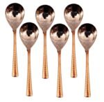 Indian Art Villa Steel Copper Rice Spoon, Serving Home Restaurant, Dinnerware Set (8'' Inch) -6 Pieces