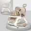 Infantso Prime (5-in-1) Baby Rocker for 0 to 2 Years with Mosquito Net | Portable Rocker for Newborn | Convertible Walker, Feeding Chair, Push Cart & Seat with Music, Light, Tray & Canopy - Beige