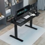 JIN OFFICE Titan Premium Dual Motor 3-Stage Electric Height Adjustable Desk| Sit Stand Table for Home| Standing Desk with 125Kg Wt. Cap, 3 Year Warranty| 3 Memory Presets| Black & Black| 1500 * 750mm