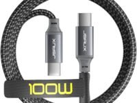 JSAUX 100W/5A Type C to Type C Cable Fast Charging [10Ft] 480Mbps Data Sync Nylon Braided USB C to USB C Cable for iPhone 17/17 Pro/17 Pro Max/16/15, Galaxy S25/S24/S23, MacBook, iPad, Pixel-Grey