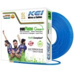 KEI CONFLAME GREEN PLUS 1.5 sqmm 1 Core Copper Heat Resistant Flame Retardant Low Smoke & Halogen - Lead Free House Wire for Domestic & Industrial Electrical Wiring (Blue, 90 Meters)