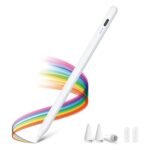 KINGONE Upgraded Stylus Pen, iPad Pencil, Ultra High Precision&Sensitivity, Palm Rejection, Prevents False ON/Off Touch, Power Display, Tilt Sensitivity, Magnetic Adsorption for iPad 2018&Later, White