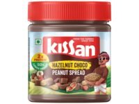 KISSAN Hazelnut Choco Peanut Spread, 350g, for a Tasty Breakfast, with 18% Protein & 30% Dark Chocolate Creme, 50% Less Sugar than Leading Spreads, no Added Colours or Preservatives