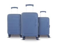 Kamiliant Medium Nexus 3-Piece Luggage Set (Small + + Large) | PP Hard-Shell Trolley with 8 Spinner Wheels & 3-Digit Lock, Trolley Bag/Luggage/Suitcase for Travel for Men and Women-Blue