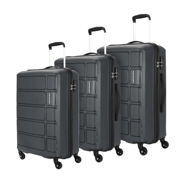 Kamiliant by American Tourister 3 Pc Harrier Set 56 cms, 68 cms & 78 cms- Small, Medium & Large Polypropylene (PP) Hard Sided 4 Wheels Spinner Luggage/Suitcase/Trolley Bag (Iron Grey)