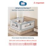 Kids Station Baby Bed Rail Guard for Baby Safety – Foldable Rails, Adjustable Height (2'6" or 80cm), Patented, Made in India – Queen Size Bed (3 Sides, 6ftx6ftx5ft or 180cmx180cmx150cm, Grey, Basic)