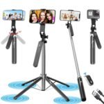 Kratos K5 Selfie Stick Tripod with Balance Handle, 64 inch & Stable 4 Leg Design,Recharable BT Remote, Long Tripod Stand for 360° Rotation Panoramic Shoot, Made for Phones,Ring Light, Gopro,Camera