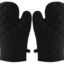 Kuber Industries Heat Resistant Cotton Kitchen Oven Mitt Microwave Glove Set, Non-Slip Grip and Hanging Loop for Kitchen, Cooking, Baking, Set of 2 (Black), (Model: HS_37_KUBMART020602)