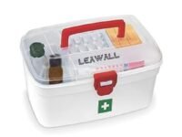 LEAWALL Portable First Aid Kit Emergency Medicine Storage Box with Detachable Tray and Transparent Lid and Handle for Home Travel Multi Purpose Storage Box (1 Pc,White)