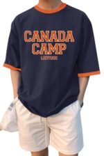 LEOTUDE Oversized Drop Shoulder Half Sleeve Cottonblend Printed Round Neck Drop Shoulder Tshirt for Man (Color Navy Blue)