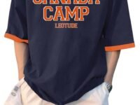 LEOTUDE Oversized Drop Shoulder Half Sleeve Cottonblend Printed Round Neck Drop Shoulder Tshirt for Man (Color Navy Blue)